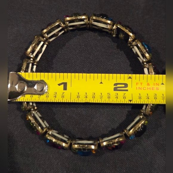 New Without Tags, Stretchy Bracelet With Multi-Colored Stones And Rhinestones - Picture 5 of 5